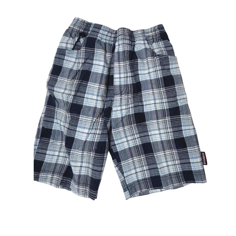 Nickelodeon SpongeBob SquarePants Boys Navy White Plaid Elastic Waist Shorts 6